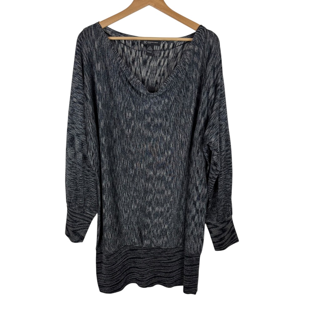 INC Silk Blend Metallic Tunic Sweater Sz 2X V-Neck Long Sleeve‎ Relaxed Holiday